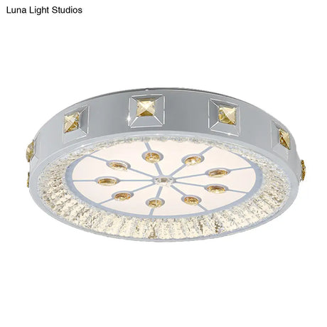Modern Crystal Led Ceiling Light With Remote Control And Stepless Dimming - White Stylish