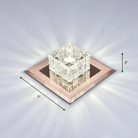 Modern Crystal Led Ceiling Light With Square Shade For Corridors Tan / 7’ White