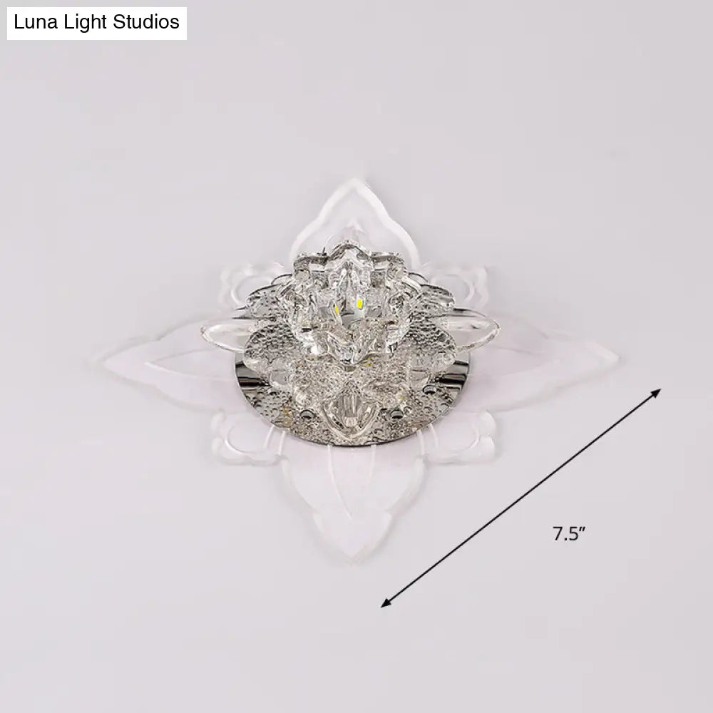 Modern Crystal Led Flower Flushmount Ceiling Light With Warm Glow For Hallway
