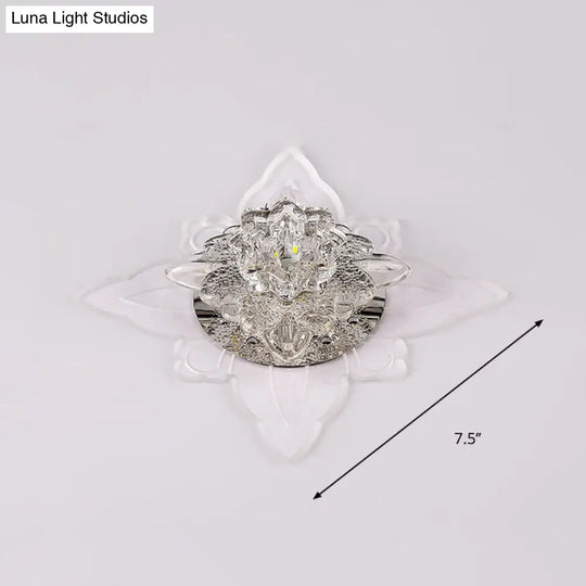 Modern Crystal Led Flower Flushmount Ceiling Light With Warm Glow For Hallway