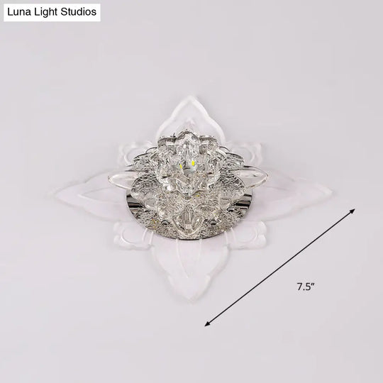 Modern Crystal Led Flower Flushmount Ceiling Light With Warm Glow For Hallway