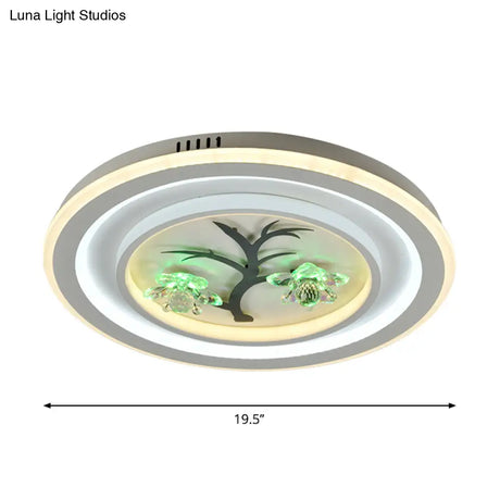 Modern Crystal Led Flush Ceiling Light For Bedchamber - White Round/Square Fixture