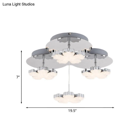 Modern Crystal Led Flush Mount Ceiling Light Fixture For Bedrooms - Chrome Petal Design