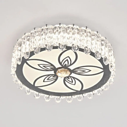 Modern Crystal Led Flush Mount Ceiling Light In Stainless - Steel For Corridors / Third Gear E