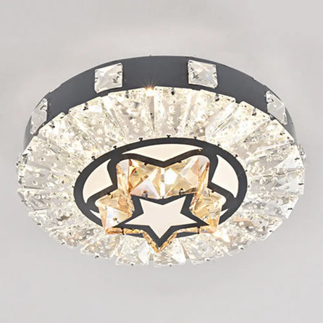 Modern Crystal Led Flush Mount Ceiling Light In Stainless - Steel For Corridors / Third Gear K