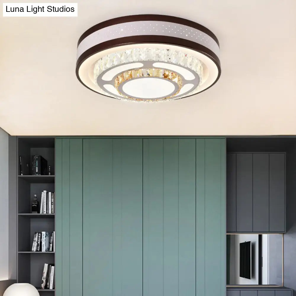 Modern Crystal Led Flush Mount Ceiling Light In White - 19.5’/31.5’ Diameter