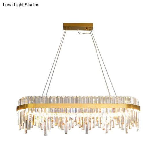 Modern Crystal Led Gold Chandelier - 1-Tier Pendant Light For Dining Room