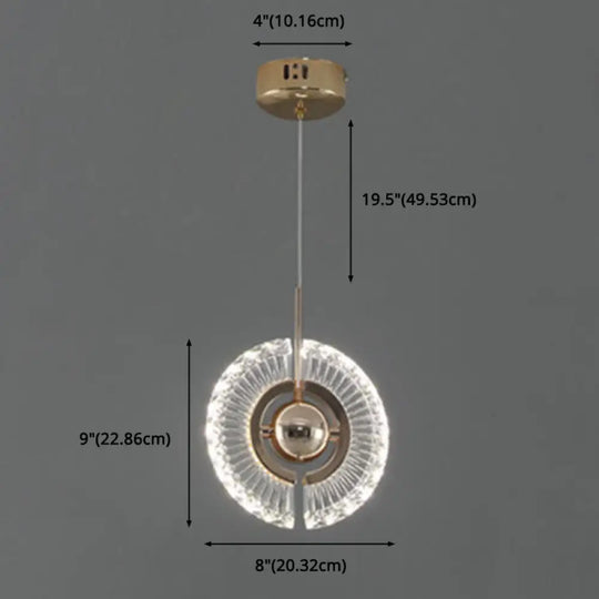 Modern Crystal Led Pendant Light In Gold For Living Room