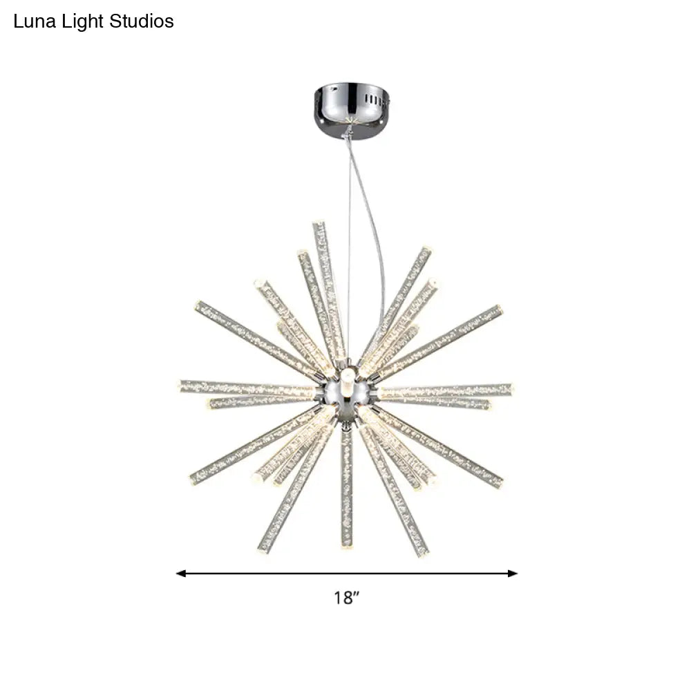 Modern Crystal Led Starburst Chandelier Pendant Light - 12.5’/18’/28’ Wide Clear Hanging