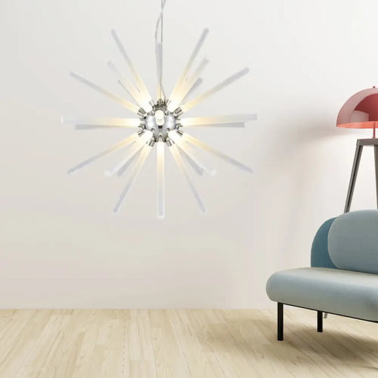 Modern Crystal Led Starburst Chandelier Pendant Light - 12.5’/18’/28’ Wide Clear Hanging