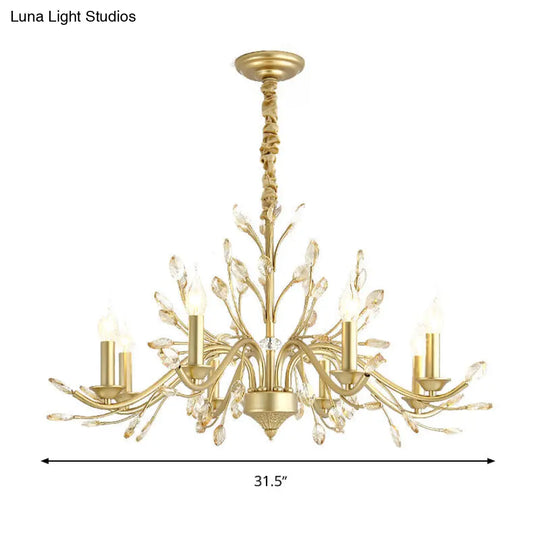 Modern Crystal Pendant Chandelier With Brass Hanging Light - 5/6/8 Bulbs 22/27.5/31.5 Width