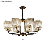 Modern Crystal Pendant Chandelier - Square Design 4/6/8 Bulbs Black 26’/34’/36’ Wide