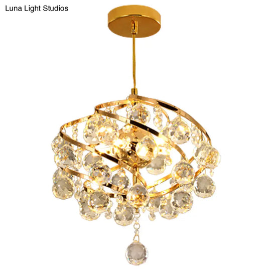 Modern Crystal Pendant Light In Gold Spiral Design / 10
