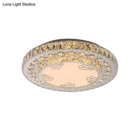 Modern Crystal Petal Led Flush Mount Ceiling Light In Nickel Finish For Bedroom
