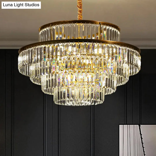 Modern Crystal Chandelier Pendant Light For Living Room With Circular Suspension