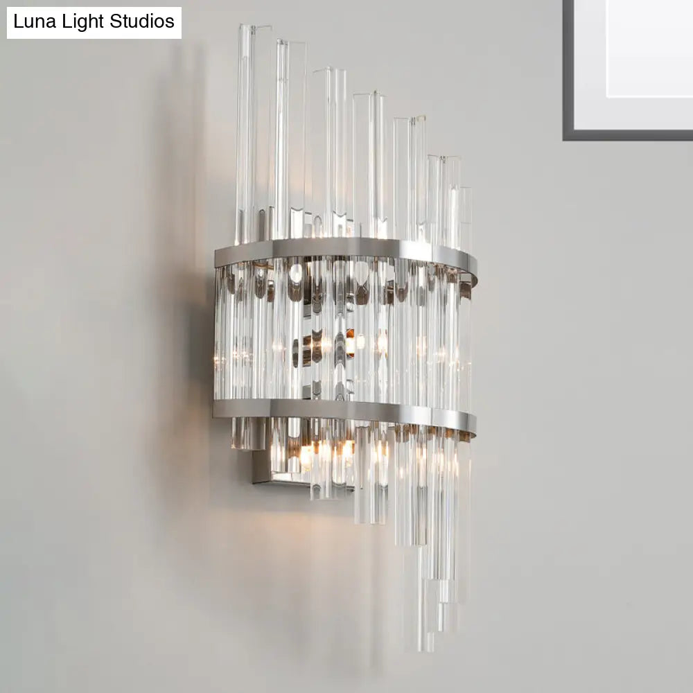 Modern Crystal Prism Sconce Lighting - 3 Lights Chrome/Gold Finish Living Room Wall Mounted Lamp