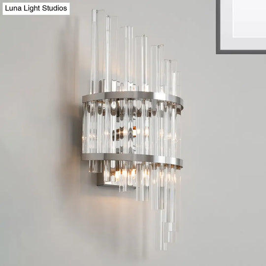 Modern Crystal Prism Sconce Lighting - 3 Lights Chrome/Gold Finish Living Room Wall Mounted Lamp