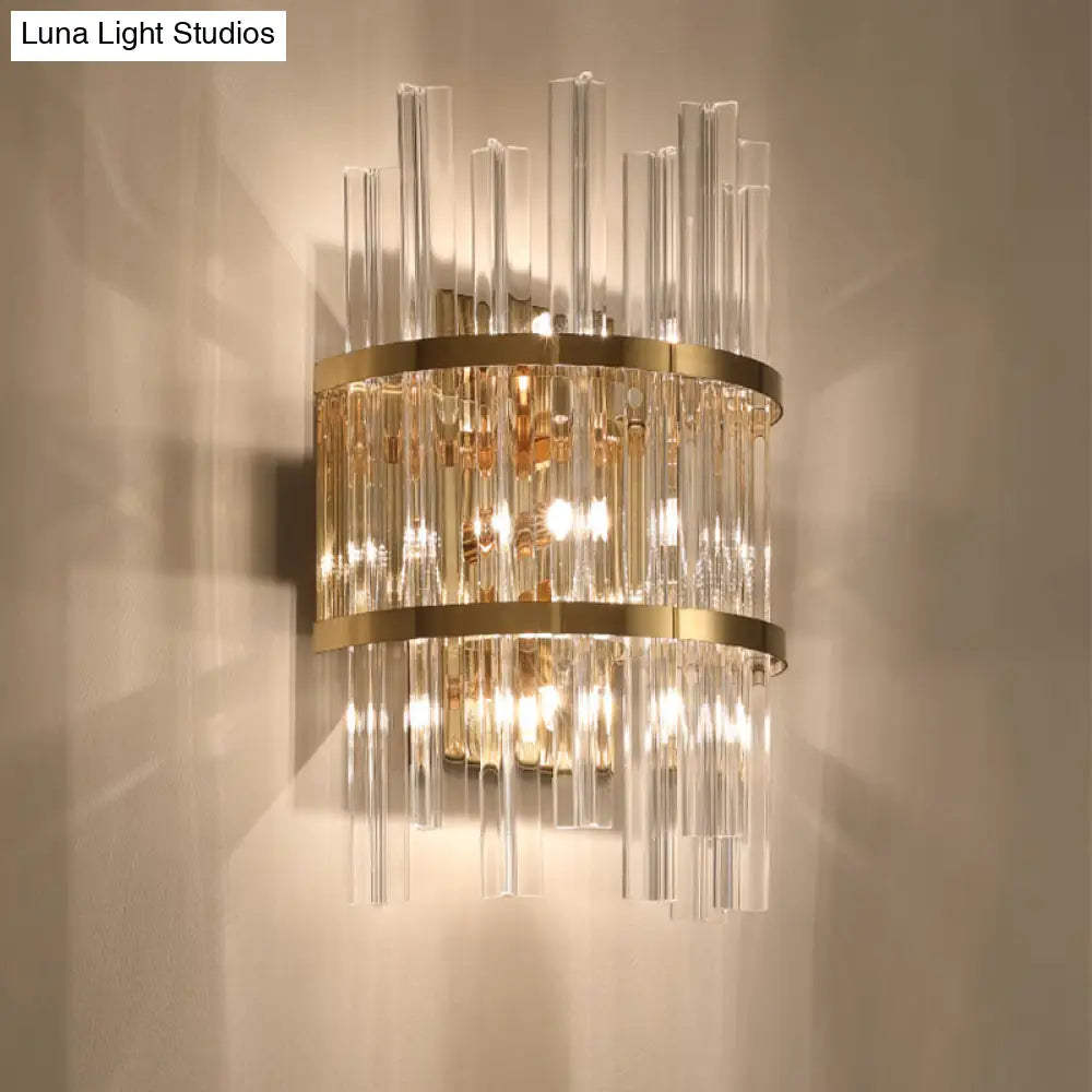 Modern Crystal Prism Sconce Lighting - 3 Lights Chrome/Gold Finish Living Room Wall Mounted Lamp