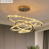 Modern Crystal Ring Pendant Light For Living Room