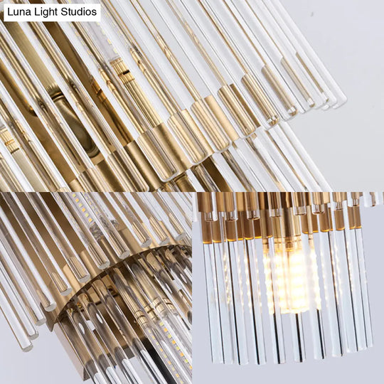 Modern Crystal Rod Tiered Sconce Light - 2/3 Lights Gold Wall Mounted Dining Room Lighting