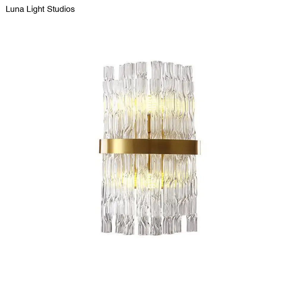 Modern Crystal Rod Wall Sconce With Layered Flush Design - Illuminating Lighting Ideas