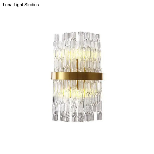 Modern Crystal Rod Wall Sconce With Layered Flush Design - Illuminating Lighting Ideas