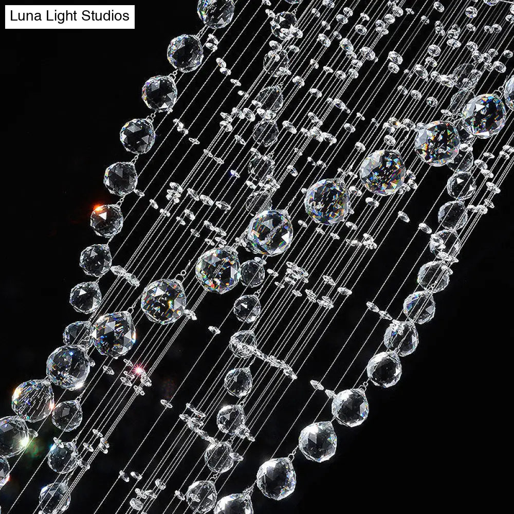 Modern Crystal Spiral Flush Light With 5 Bulbs - Nickel Finish For Living Room Ceiling Lighting