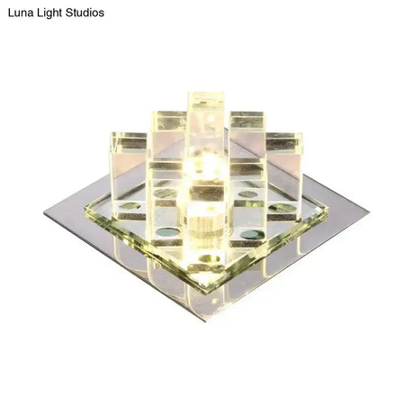 Modern Crystal Square Led Flushmount Light For Corridors