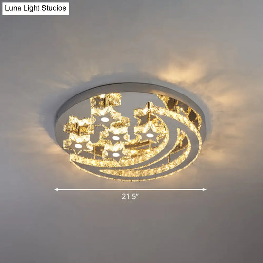 Modern Crystal Stainless Steel Semi Flush Mount Ceiling Light For Bedroom Clear / 21.5’
