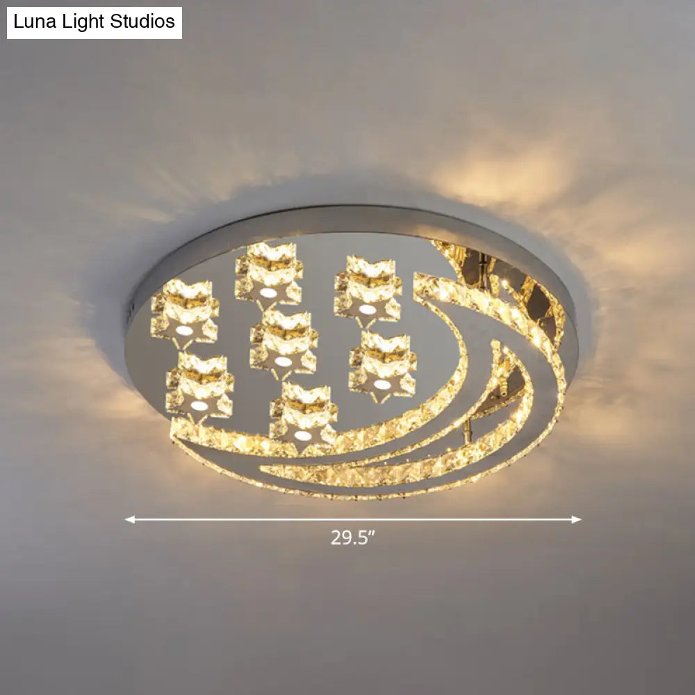 Modern Crystal Stainless Steel Semi Flush Mount Ceiling Light For Bedroom Clear / 29.5’
