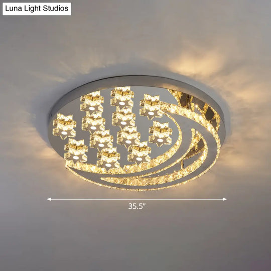 Modern Crystal Stainless Steel Semi Flush Mount Ceiling Light For Bedroom Clear / 35.5’