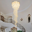 Modern Crystal Strand Stainless Steel Ceiling Flush Mount Light - Spiral Staircase Flushmount (4
