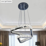 Modern Crystal Triangle Chandelier Pendant Light with LED in Nickel Nickel