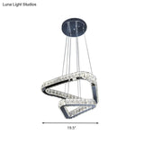 Modern Crystal Triangle Chandelier Pendant Light with LED in Nickel Nickel