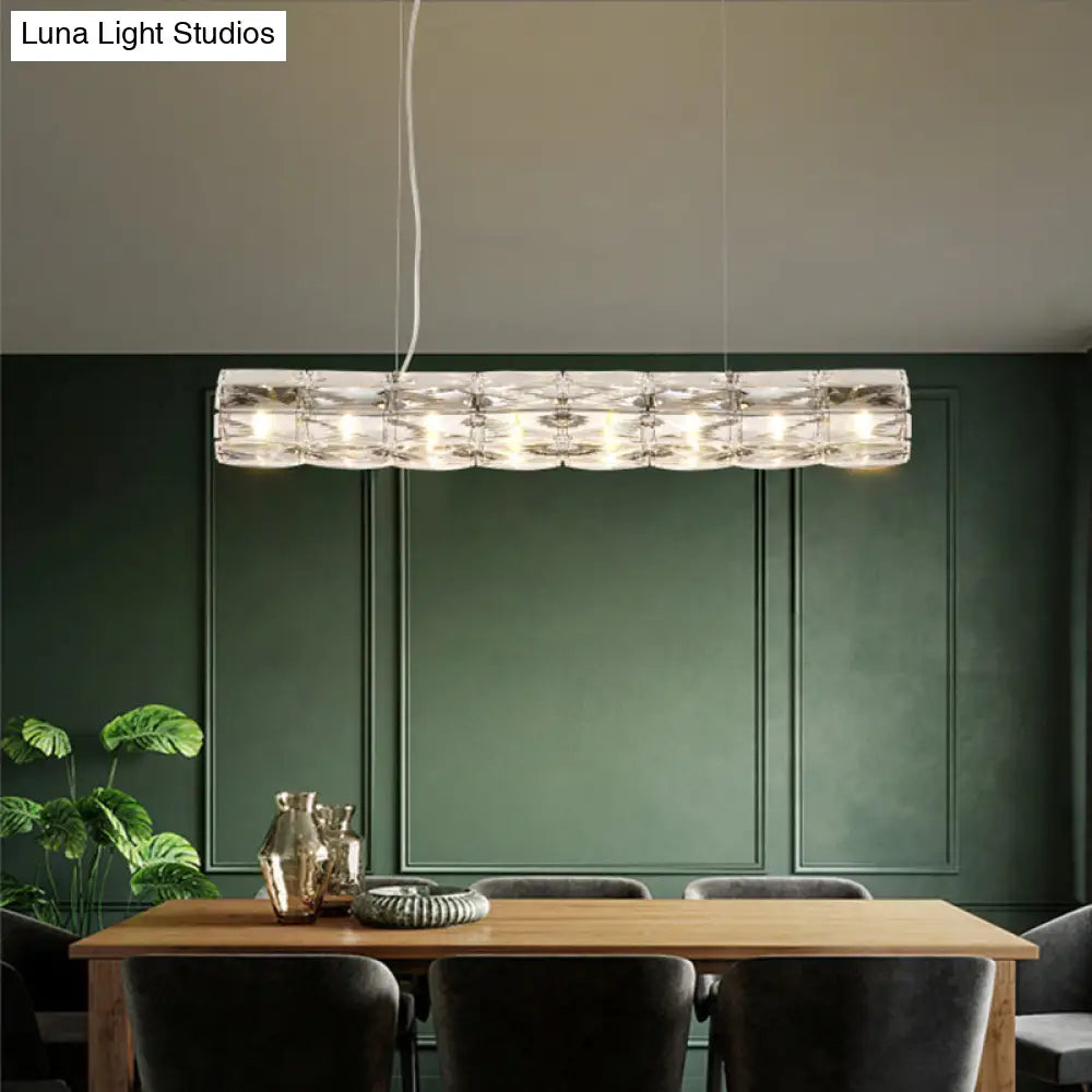 Modern Crystal Tube Island Light With 6/8 Bulb Suspension - Clear And Stylish