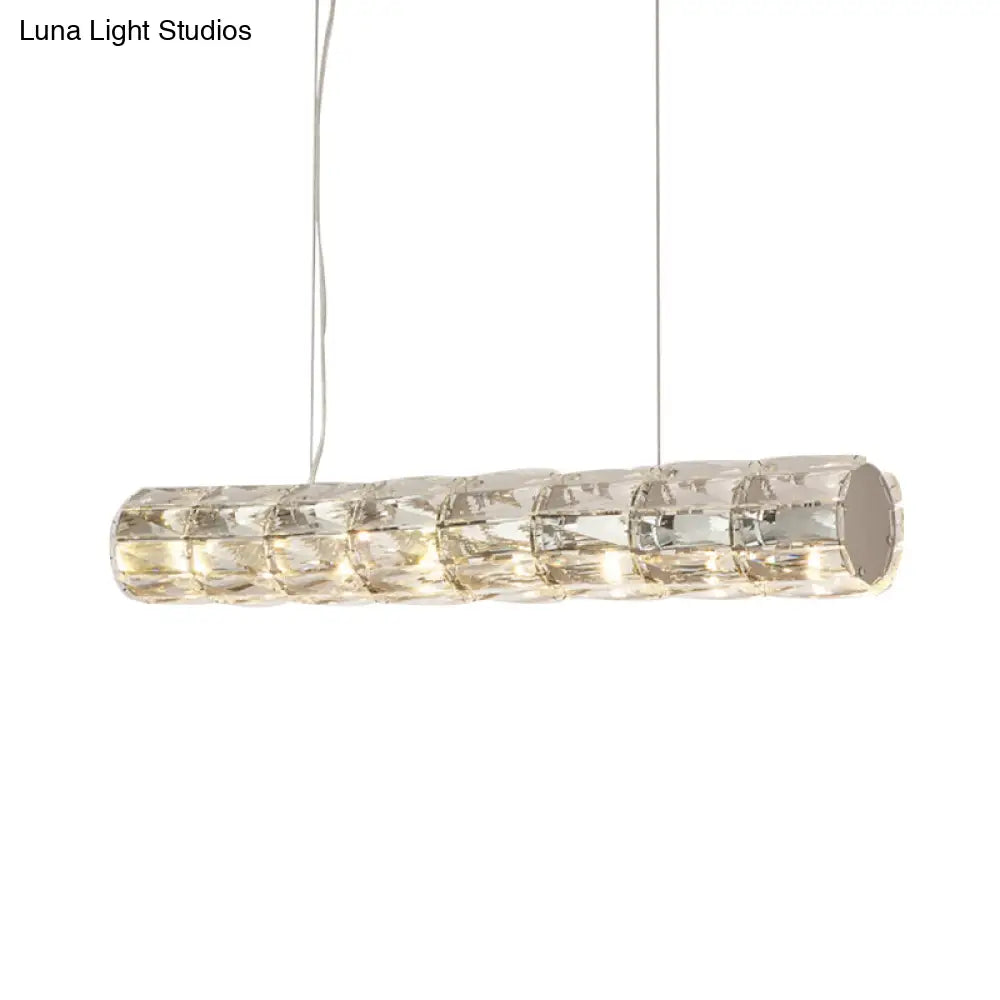 Modern Crystal Tube Island Light With 6/8 Bulb Suspension - Clear And Stylish
