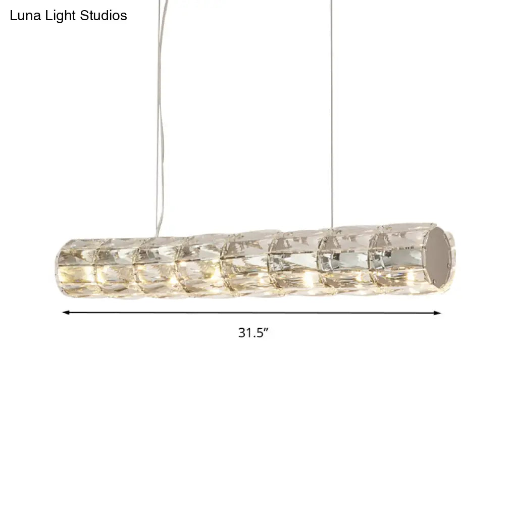 Modern Crystal Tube Island Light With 6/8 Bulb Suspension - Clear And Stylish