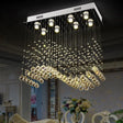 Modern Crystal Wavy Dining Room Ceiling Lamp - Flush Mount Stainless Steel Lighting Fixture (8