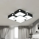 Modern Cube Flush Mount Lamp - 22’/38’/47’ Acrylic Led Ceiling Light In Black/White Black / 22’ Warm