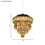 Modern Cut Crystal Led Pendant Light: Chrome Tiered Suspension Lamp For Dining Tables