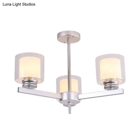 Modern Cylinder Chandelier Lamp: Black/Gold/Silver 3/6/8 Lights Clear Glass Bedroom Pendant Fixture