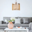 Modern Cylinder Crystal Strand Chandelier Ceiling Light - Gold Pendant 3/5/6 Lights