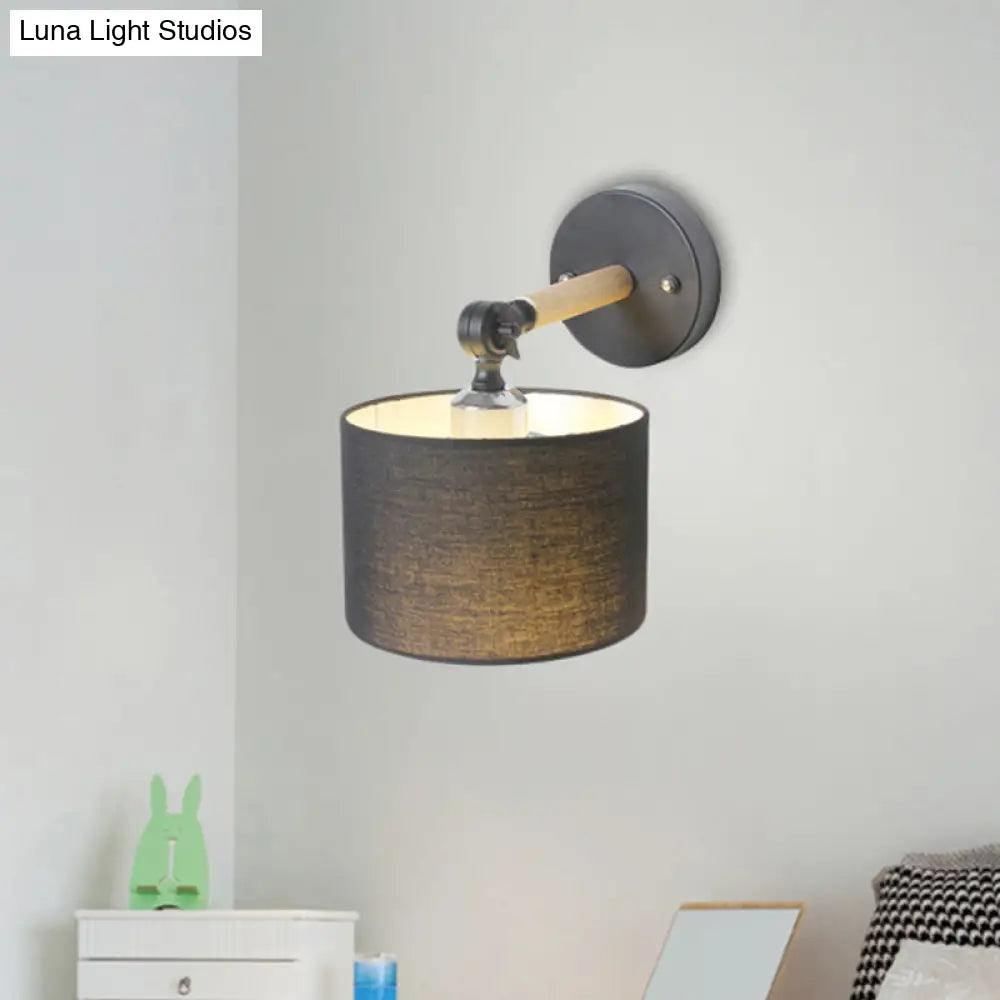 Modern Cylinder Led Wall Light Fixture In White/Black For Bedroom