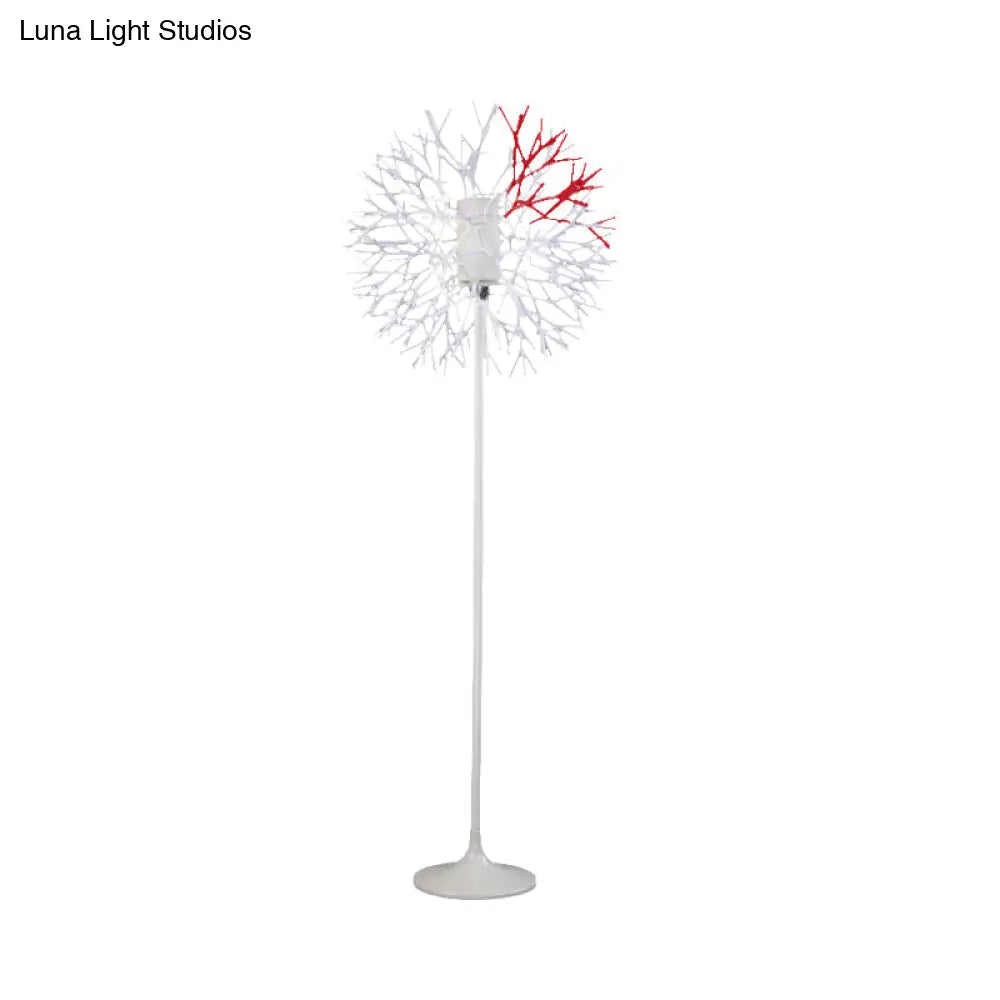 Modern Dandelion-Shaped Floor Lamp - Sleek Metal Design 1 Head Radiates Romantically In White For