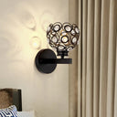 Modern Dome Clear Crystal Wall Lamp With Brass/Black Finish - Ideal Bedroom Lighting Black