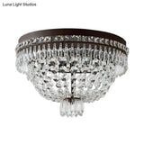 Modern Dome Frame Crystal Flush Mount Ceiling Light - 3 - Light Clear Strand Black Fixture