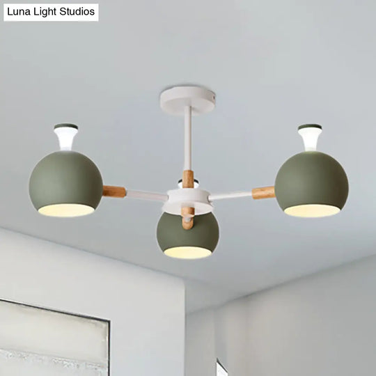 Modern Dome Hanging Pendant Light With 3 Lights For Dining Room - Iron Ceiling Fixture