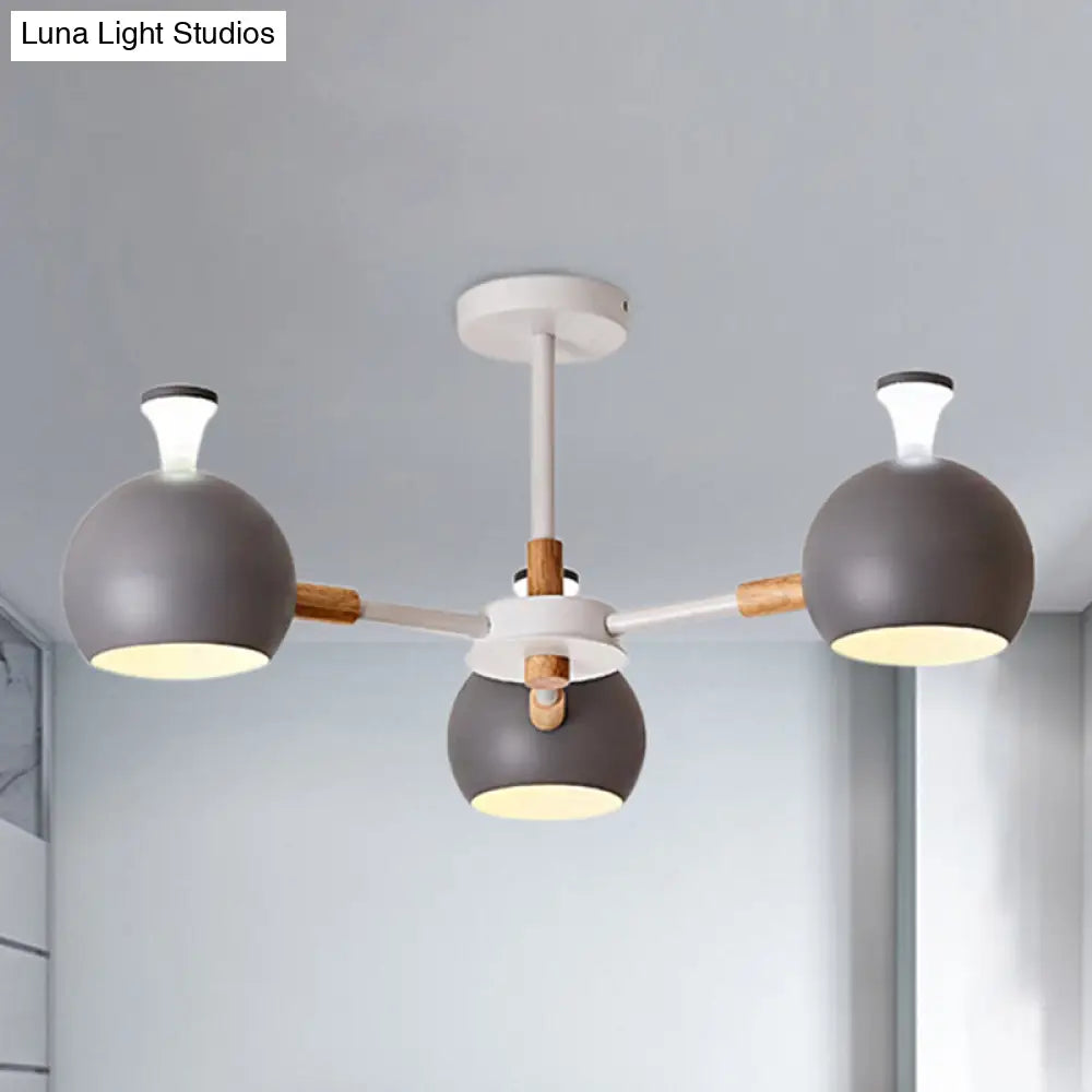 Modern Dome Hanging Pendant Light With 3 Lights For Dining Room - Iron Ceiling Fixture
