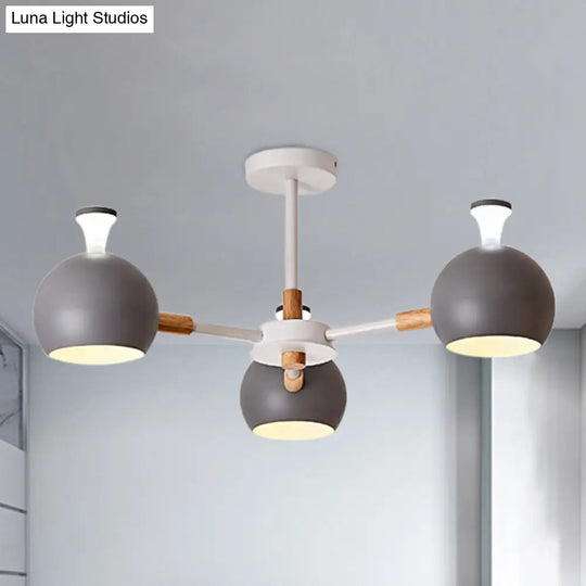 Modern Dome Hanging Pendant Light With 3 Lights For Dining Room - Iron Ceiling Fixture