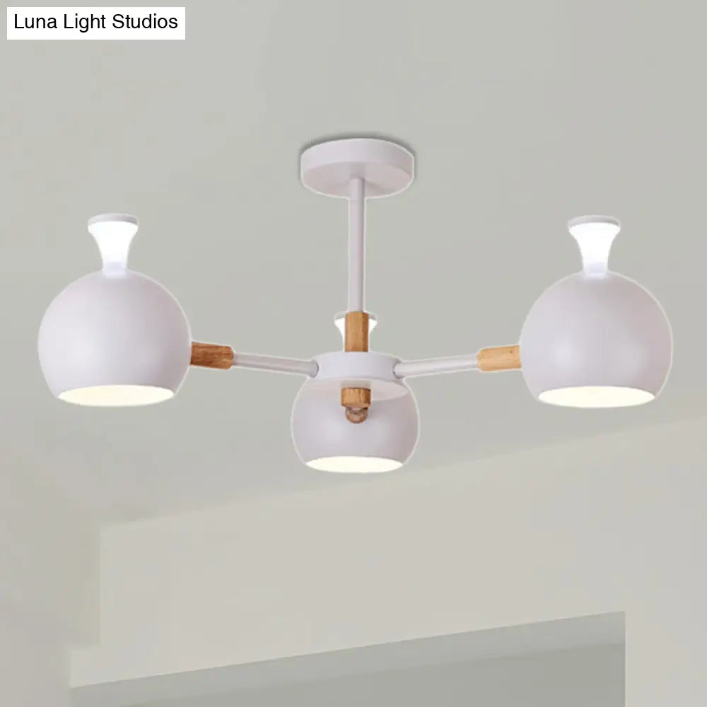 Modern Dome Hanging Pendant Light With 3 Lights For Dining Room - Iron Ceiling Fixture